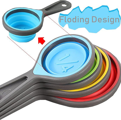Collapsible Silicone Soft Measuring Cups and Measuring Spoons, 8 pieces - Image 3