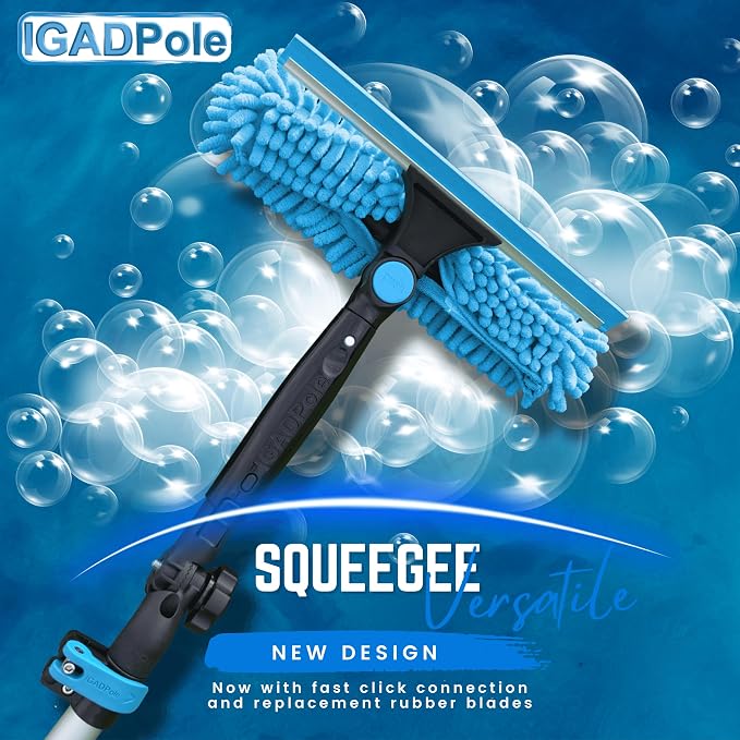 24ft IGADPole Washing Kit: Water-fed Brush, Cobweb Duster and 10” Squeegee and - Image 3