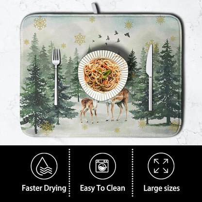 Reindeer Tree Snowflakes Christmas Dish Drying Mats - Image 4
