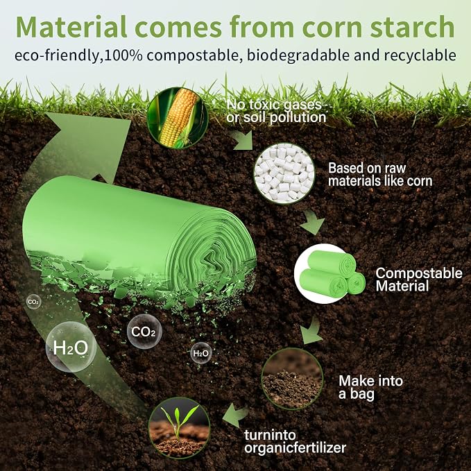 13 Gallon Trash Bags Compostable Compost Large Garbage Bag Extra Thick 1.1 Mil - Image 6