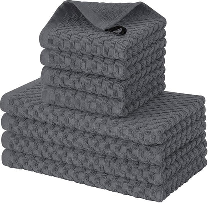 Fintale 100% Cotton Kitchen Towels and Dishcloths Set, 12 x 12 & 15 x 25 Inches by Fintale