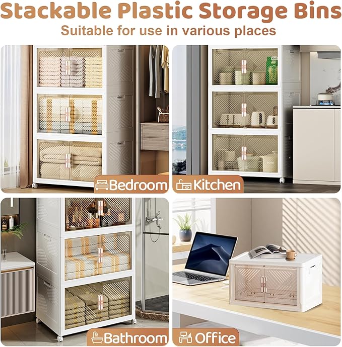 Storage Bins with Lid 76QT, Stackable Storage Containers with Wheels and - Image 6