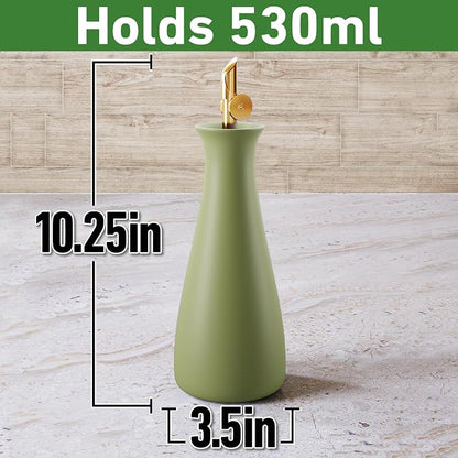 Ceramic Olive Oil Dispenser - 530 ML Capacity Matte Green Ceramic Oil Dispenser - Image 6