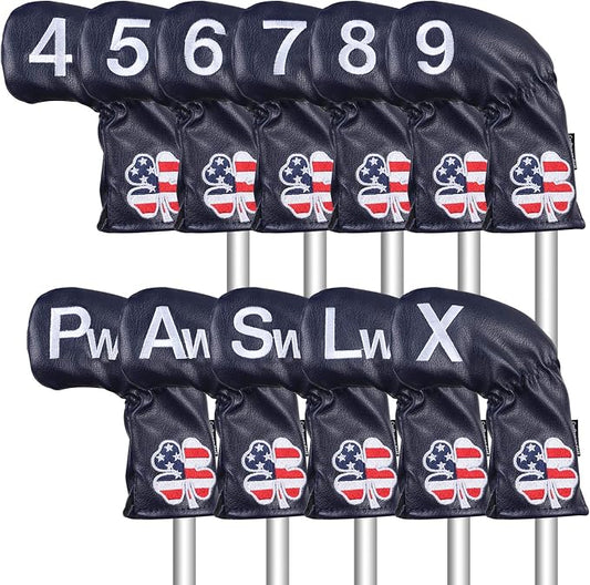 CRAFTSMAN GOLF 11pcs /Set USA US Flag Clover Leather Left Right Black White by CRAFTSMANGOLF