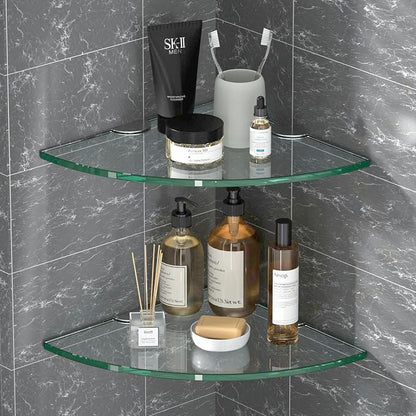 Corner Glass Shower Caddy 4 Pack 8MM-Thick Tempered Glass Shelf No Drilling - Image 2
