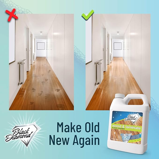 Black Diamond Stoneworks Wood & Laminate Floor Cleaner- Ready to Use Non-Toxic No-Rinse Formula - Safe for Vinyl, Wood, and Engineered Floors (128 Fl Oz)