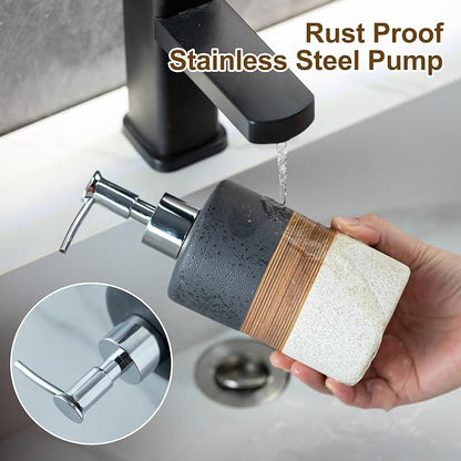 Dish Soap Dispenser Set with Silicone Funnel, Hand Soap, Body Wash, Ceramic - Image 3