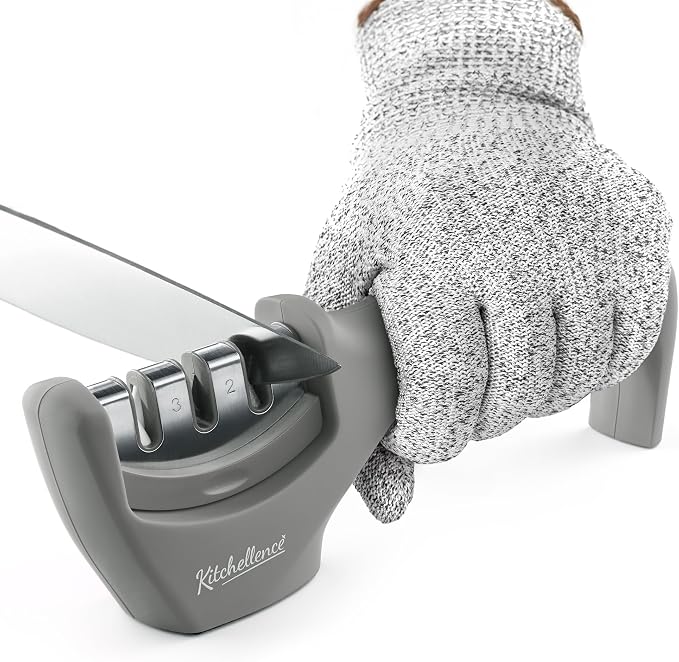 4-in-1 Kitchen Knife Accessories: 3-Stage Knife Sharpener Helps Repair by KITCHELLENCE