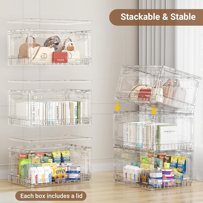 BROVIEW Clear Stackable Storage Bins Drawers, Open Front Large Plastic Storage - Image 5