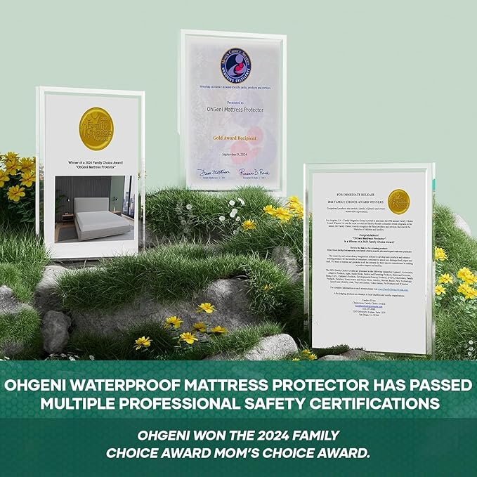 OhGeni 100% Waterproof Mattress Protector, Twin-Gray Size Mattress Pad - Image 7