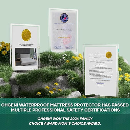 OhGeni 100% Waterproof Mattress Protector, Twin-Gray Size Mattress Pad - Image 7
