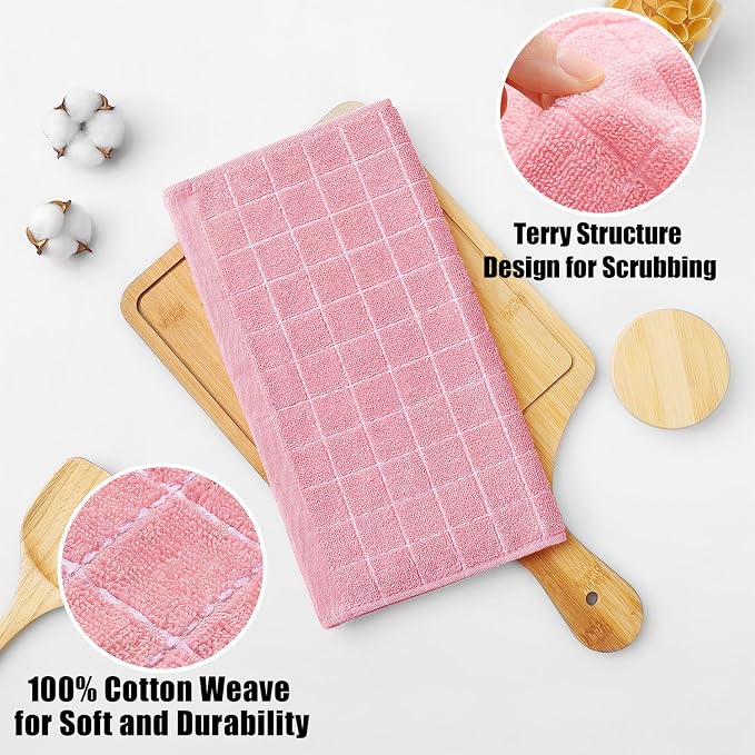 Homaxy 100% Cotton Terry Kitchen Dish Cloths, Ultra Soft and Absorbent Dish - Image 2