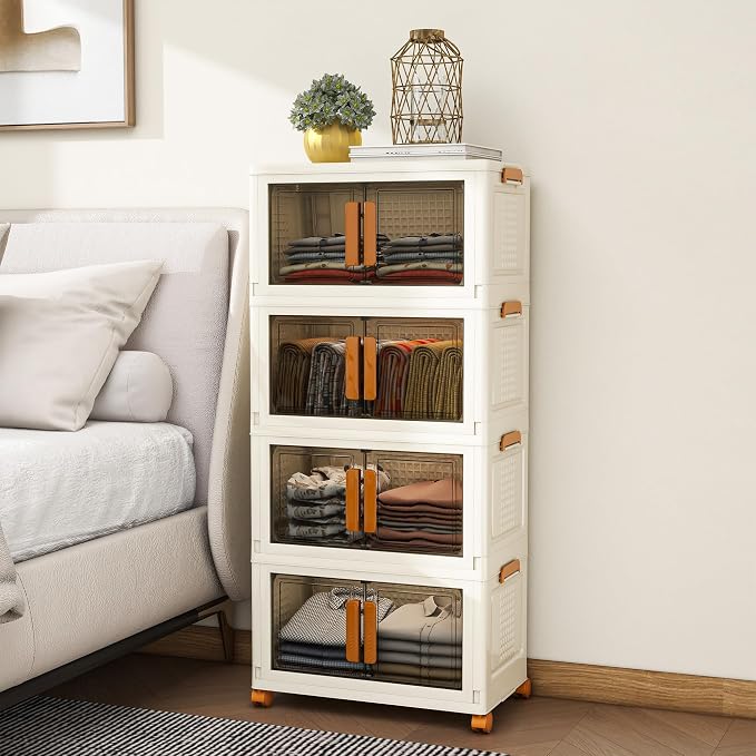 4 Tier Stackable Plastic Storage Bins by Unknown