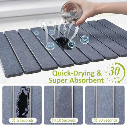 Large Stone Dish Drying Mat for Kitchen Counter, Collapsible Quick Dry Stone - Image 4