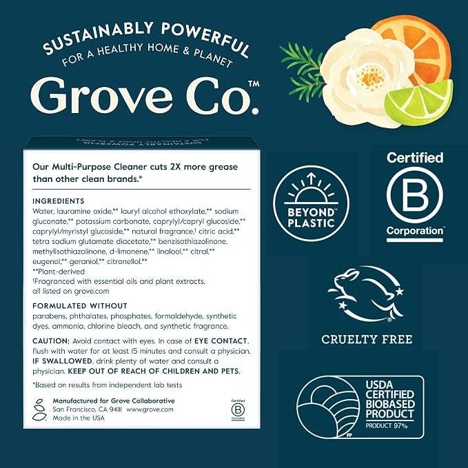 Grove Co. Multi-Purpose Cleaner, Refill Concentrate + Glass Spray Bottle - Image 7