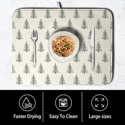 Christmas Tree Dish Drying Mat Winter Xmas Holiday Drying Mats Microfiber - Image 4