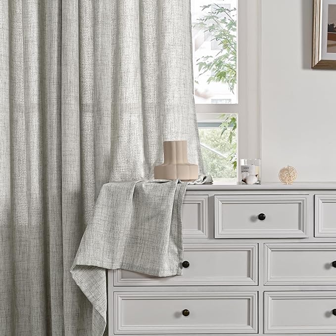 YoungsTex Dark Grey Linen Curtains 45 Inch Length - Image 9
