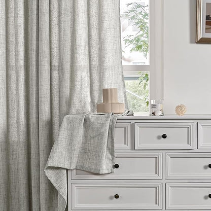 YoungsTex Dark Grey Linen Curtains 63 Inch Length 2 Panels - Image 7