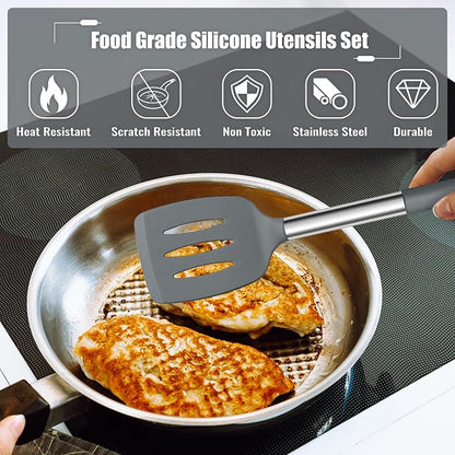 E-far 14 Pieces Silicone Cooking Utensils Set, Kitchen Utensils Set - Image 3