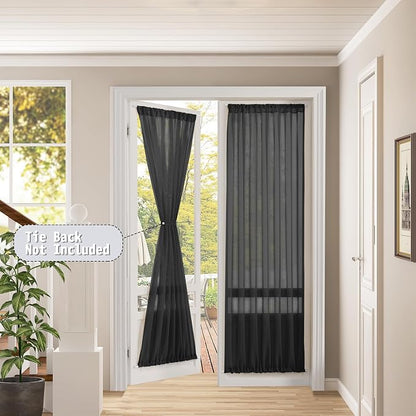 Tollpiz Sheer Door Curtain Closet Linen Textured Curtains Sheer Doorway Light - Image 2