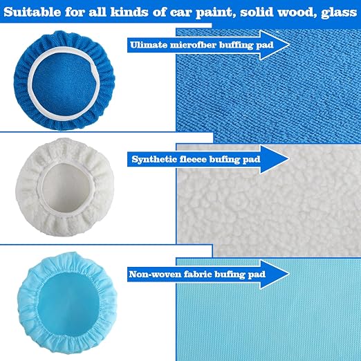 40 Piece Car Polisher Pad Set, Mix Pack of 24 Microfiber, 8 Non Woven, 8 Woolen - Image 5