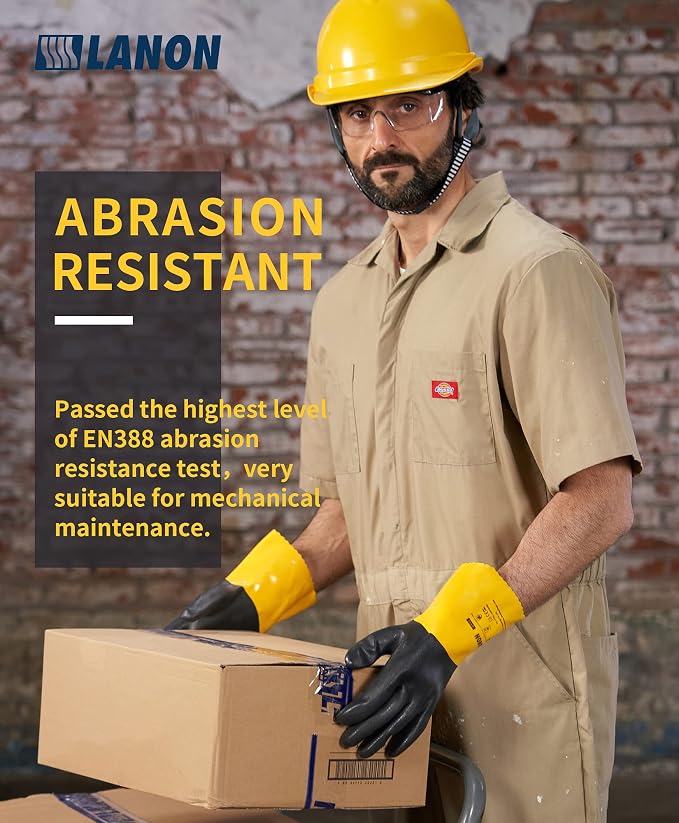 LANON 3 Pairs PVC Chemical Gloves, Thick Rubber Work Gloves, Heavy-Duty - Image 5