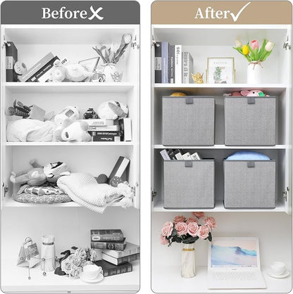 Storage Baskets, 11.8-Inch Woven Fabric Bins, Storage Cubes - Image 7