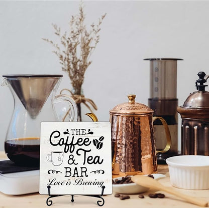 Coffee Bar Sign, Love is Brewing Farmhouse Tabletop Decor, Coffee and Tea Lover - Image 6