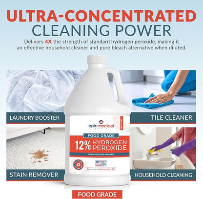 12% Food Grade Hydrogen Peroxide – Ultra-Concentrated H2O2 Peroxide Cleaner – 1 - Image 2