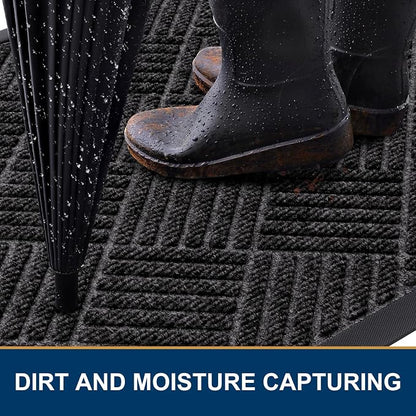 Smiry Front Door Mat Outside Entrance, Heavy Duty Outdoor Indoor Natural Rubber - Image 3