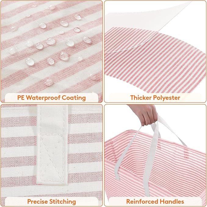 Lifewit 2 Pack Laundry Hamper Large Collapsible Laundry Basket, Freestanding Waterproof Cloth Hamper with Easy Carry Handles in Laundry Room Bedroom Bathroom Dorm for Adult, Gray&Pink, 2 x 100L