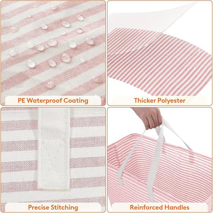 Lifewit 2 Pack Laundry Hamper Large Collapsible Laundry Basket, Freestanding Waterproof Cloth Hamper with Easy Carry Handles in Laundry Room Bedroom Bathroom Dorm for Adult, Gray&Pink, 2 x 100L