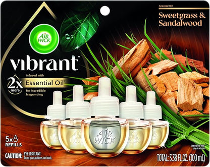 Air Wick Plug In Scented Oil Refills, Sweetgrass + Sandalwood, Air Fresheners by AirWick
