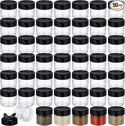 50 Pack 3.4 oz Plastic Spice Jars by Yiyiring