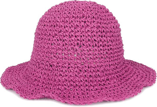 Womens Wide Brim Straw Sun Hat Foldable Floppy Crochet Beach Hat for Summer