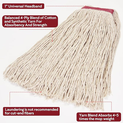 Matthew Cleaning 16oz 3Pack Cotton Floor Mop, Cotton Looped-Open String Heavy - Image 6