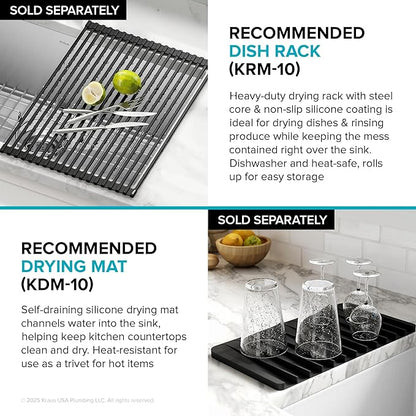 Kraus KHU100-32 Standart PRO 16 Gauge Undermount Single Bowl Stainless Steel Kitchen Sink, 32 Inch