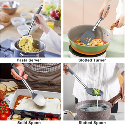 TeamFar Silicone Cooking Utensils Set, Turner/Spoon/Pasta Server - Image 4
