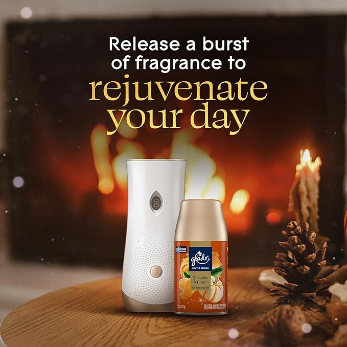 Glade Automatic Spray Refill, Pumpkin & Ginger, Scented Air Freshener for Home and Bathroom, 6.2 Oz