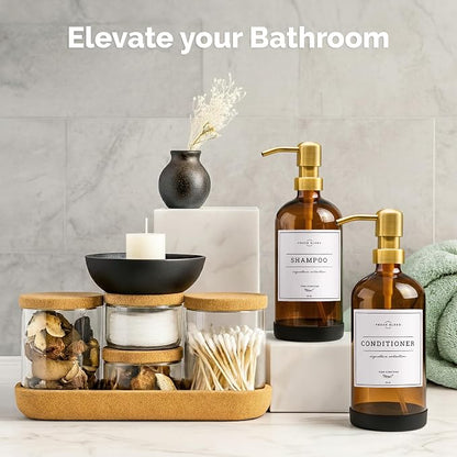 Vine Creations Amber Glass Soap Dispenser, 2 Pack Kitchen Soap Dispenser Set - Image 6
