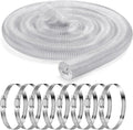 6 Inches 30 ft PVC Dust Collection Hose with Stainless Steel Clamps Set Flexible Clear Vacuum Puncture Resistant Fume Hose for Vacuums Cleaner Fume Dust Collection System (White)