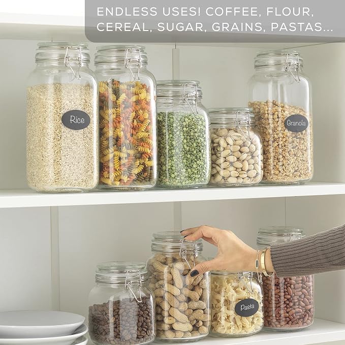 Airtight Glass Jars with Lids Set of 3. 50oz Glass Jar with Lid and 6 Silicone - Image 6