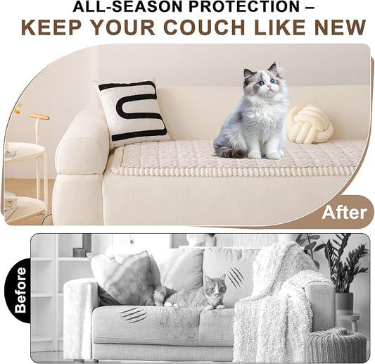 OTOB All Seasons Sofa Covers for 3 Cushion Couch Washable, Fuzzy Non Slip Kids - Image 2
