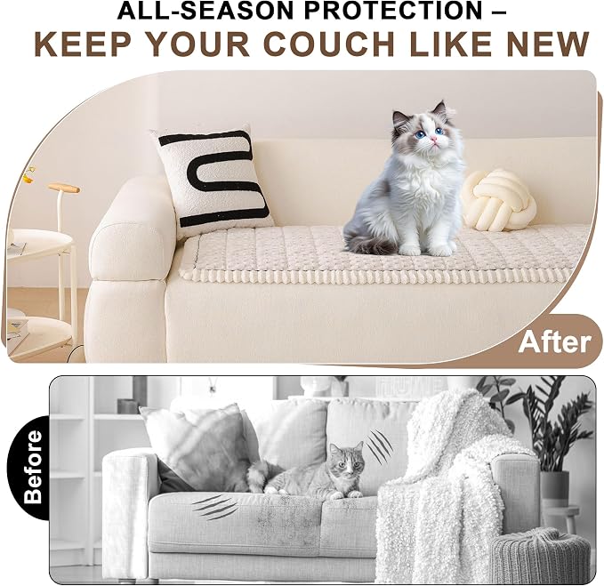 OTOB Couch Covers for Dogs Washable, Non Slip Plush Fuzzy Sofa Slipcovers Dog - Image 2
