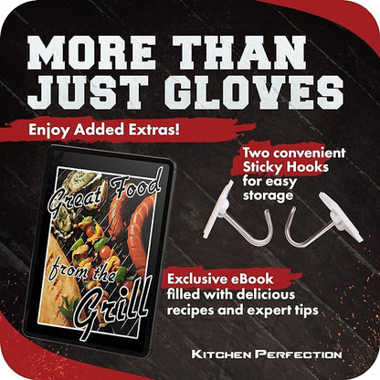 KITCHEN PERFECTION XL Silicone Smoker Oven Gloves-Extreme Heat Resistant BBQ - Image 2