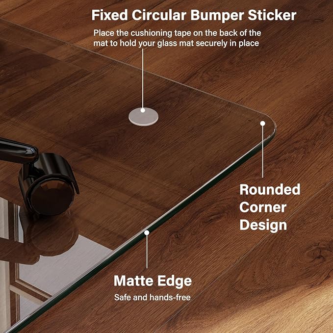 48" x 80" Tempered Glass -Glass Chair Mat, Heavy Duty Hard Floor Mat - Image 5