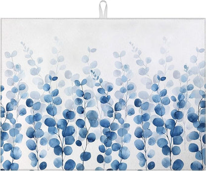 Blue Eucalyptus Leaves Dish Drying Mat by MOUNTANLLY