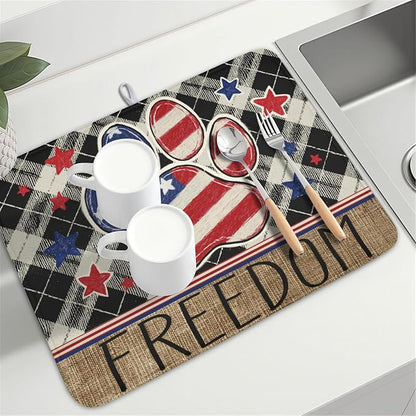 4th of July Dish Drying Mat 24x18 Inch, Patriotic Drying Mat - Image 8