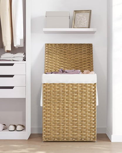 SONGMICS Laundry Hamper with Lid, 23.8 Gallon Synthetic Rattan Clothes Laundry - Image 9