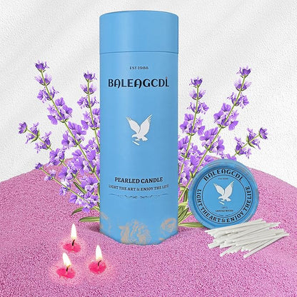 Lavender Scented Purple Pearled Candle 18oz Luxury Sand Candle Granulated Wax by ZECHKAVAA